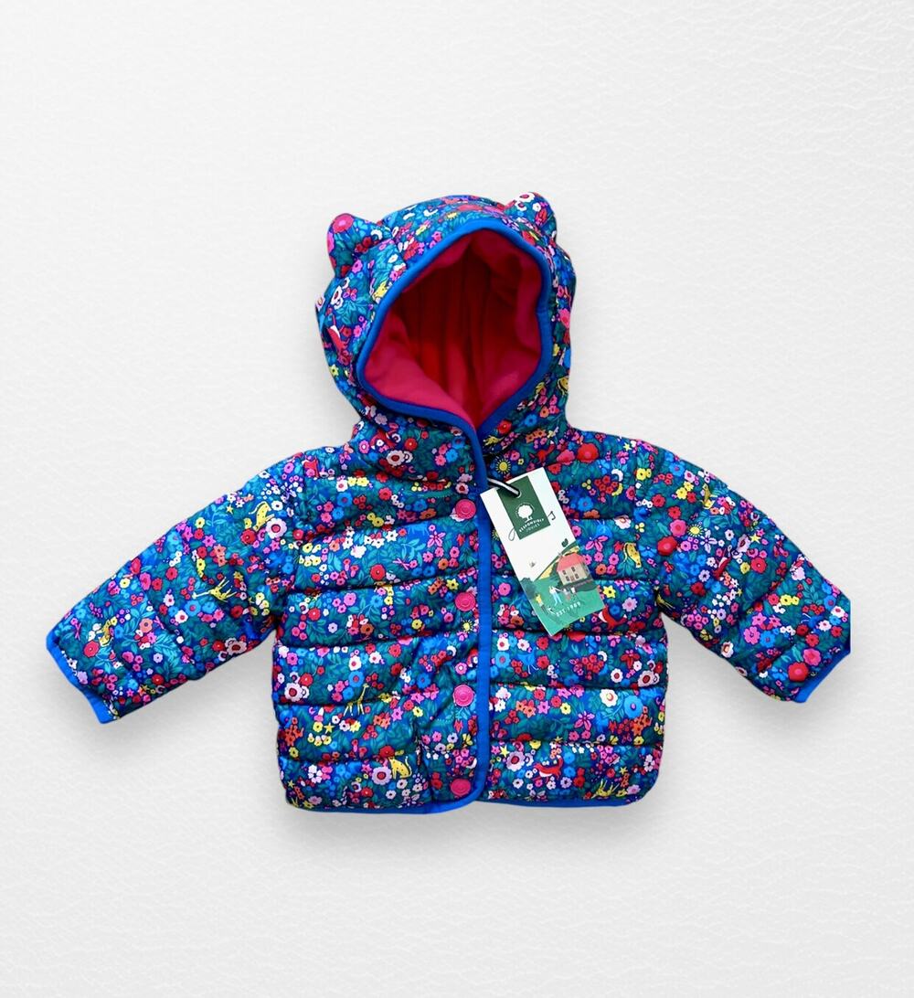 NWT Joules Floral Puffer Coat, 0-3 Months